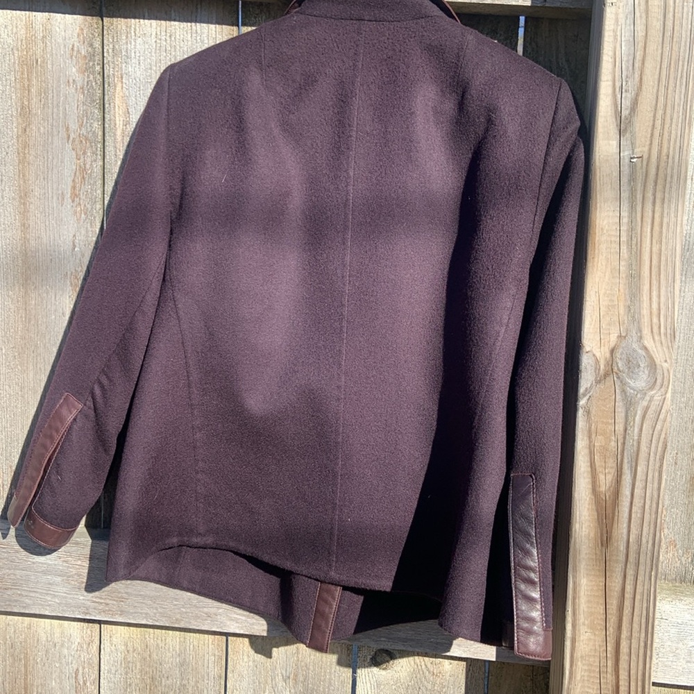 VINTAGE Womens AKRIS Brown Blazer with Leather Trim✨✨✨ - Picture 7 of 8